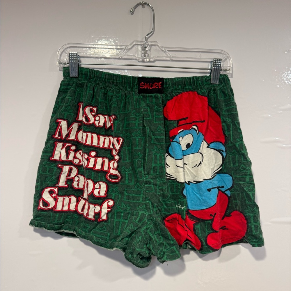 Green Smurf Christmas Papa Smurf‎ Graphic Shorts